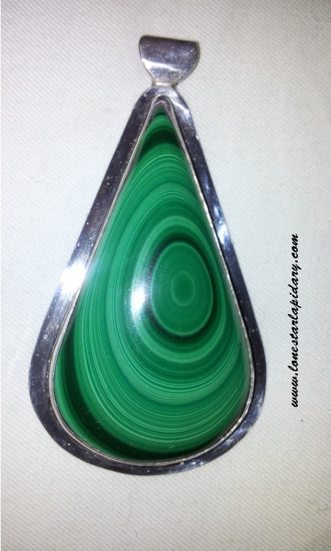 Malachite, Bezel Set Sterling Silver Pendant